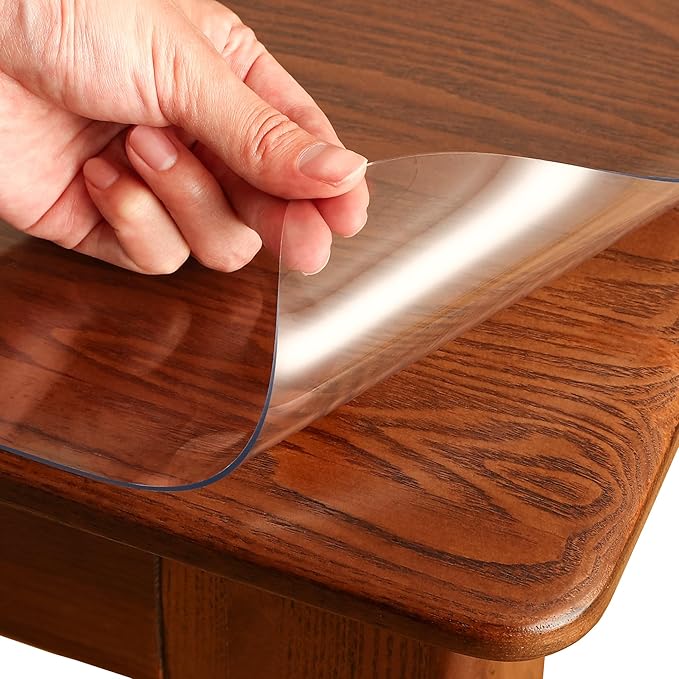 Clear Table Cover Protector Rectangle 42 x 72 Inch, 2.0mm Transparent Plastic Table Protector Waterproof, Anti-Scratch Clear Desk Mat for Office Desktop Dresser Dining Table, FDA Compliant