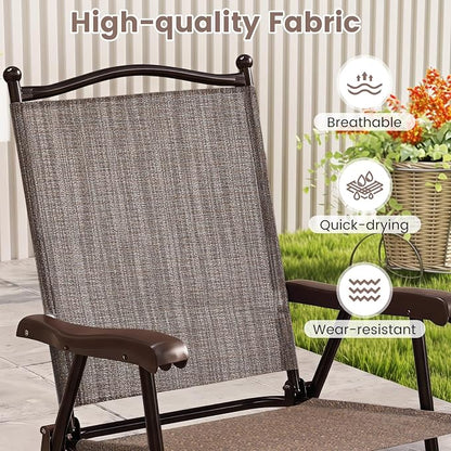 GIANTEX Set of 4 Patio Folding Chairs, Outdoor Patio Dining Chairs w/Armrest - Image 4