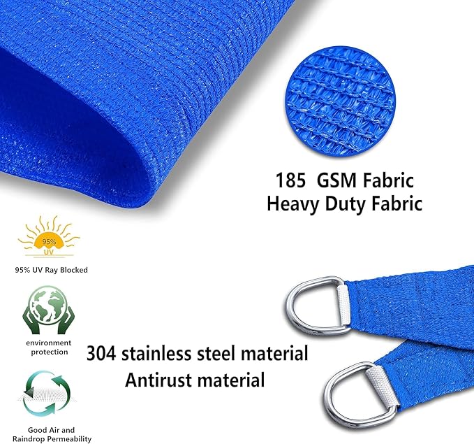 Tronssien Rectangle 12'x12' Sun Shade Sail, 95% UV Blockage Canopy Awning - Image 4