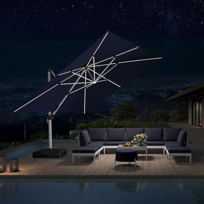 PURPLE LEAF Patio Umbrella 12'X12' Double Top Solar LED Light, Support to by PURPLELEAF