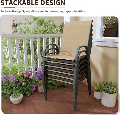 Patio Chairs Set of 6, Outdoor Stackable Dining Chairs - Image 6
