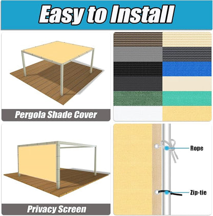 Amagenix 90% Shade Fabric 14'X 24' Sand Sun Shade Cloth - Image 3