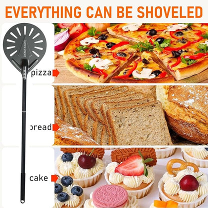 Perforated Pizza Peels 6 INCH pizza spatula paddle Long Handle Metal Pizza Spatula for Indoor and Outdoor (6 inch bundle)