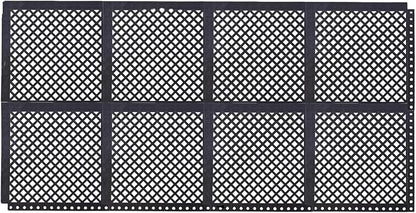 Anti-Fatigue Rubber Floor Mat, 8-Pack Interlocking Anti-Slip Tiles – Assembled Size 84"x42" (Each 21"x21") for Workplace, Home, Indoor & Outdoor Use