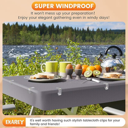 36 Pieces Clear Tablecloth Clips, Durable Plastic Table Cover Holders, Windproof Transparent Clamps for Securing Tablecloths Indoor Outdoor Party, Wedding, Christmas Event, Picnic, Camping (36, Small)