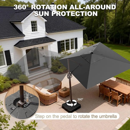 9' X 12' Cantilever Patio Umbrella Rectangle Outdoor Umbrella, 6-Level Tilt & - Image 3