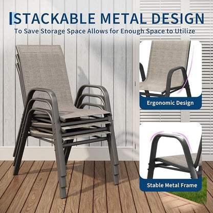 GarveeLife Stackable Outdoor Chairs Set of 4, All Weather Patio Chairs - Image 6