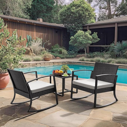Homall Patio Furniture Set 3 Piece Resin Outdoor Bistro Set Rocking Patio Chairs - Image 6