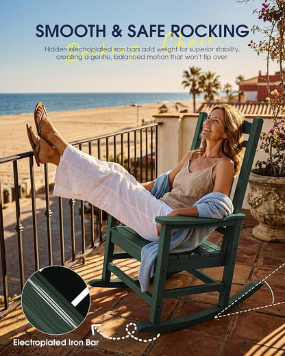 Oversized Outdoor Rocking Chairs Set of 2, HDPE Porch Rocker - Image 6