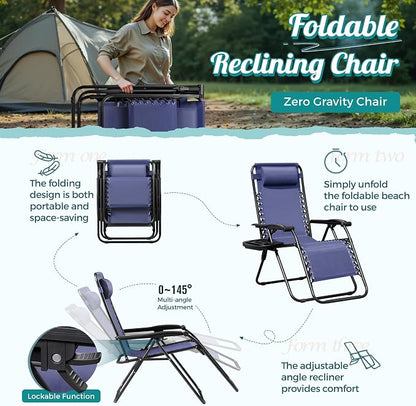 Homall Zero Gravity Chair Patio Folding Lawn Outdoor Lounge Gravity Camp - Image 7
