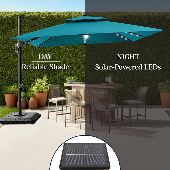 Best Choice Products 9x12ft LED Cantilever Patio Umbrella w/Base Included & - Image 6