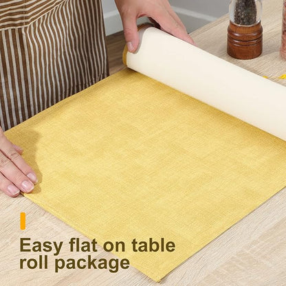 Waterproof Wipeable Farmhouse Table Runner, Dresser Runner, Rustic for Kitchen, Bedroom, Living Room, Indoor and Outdoor (60'', Mustard Yellow)