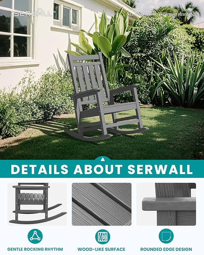 SERWALL Outdoor Rocking Chair Set of 6, Patio Rocking Chairs - Image 4