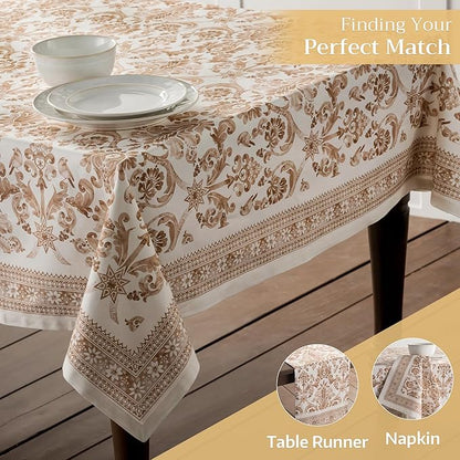 Maison d' Hermine Table Cloth Rectangle Table 100% Cotton 60 x 108 Inches Fall Tablecloth Reusable Everyday Use for Thanksgiving Christmas Decorations Dining Farmhouse Party (Allure)