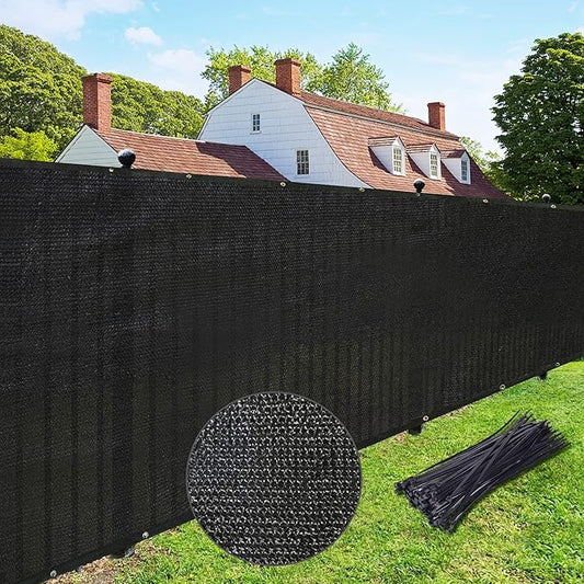 UPGRADE Privacy Fence Screen 6'x42' Black Outdoor 90% Visibility Blockage 170 GSM Mesh Shade Cover Panels for Backyard,Balcony,Home Decoration with Zip Ties,Customized Avaliable