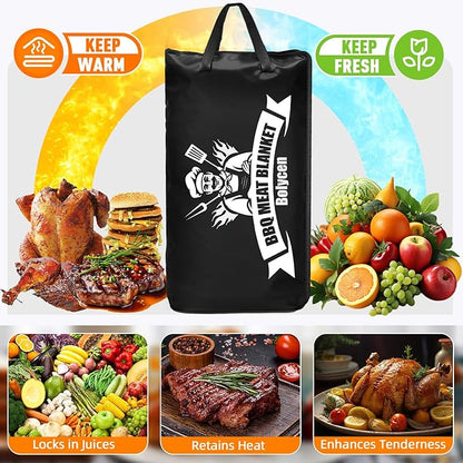 Upgraded BBQ Blanket for Resting Meat,Smoker Accessories Brisket Blanket, Insulated Meat Resting Bag with Wide Mouth for Steaks/Pork Shoulders/Turkeys, BBQ Accessories Grilling Gifts for Men (23inch)
