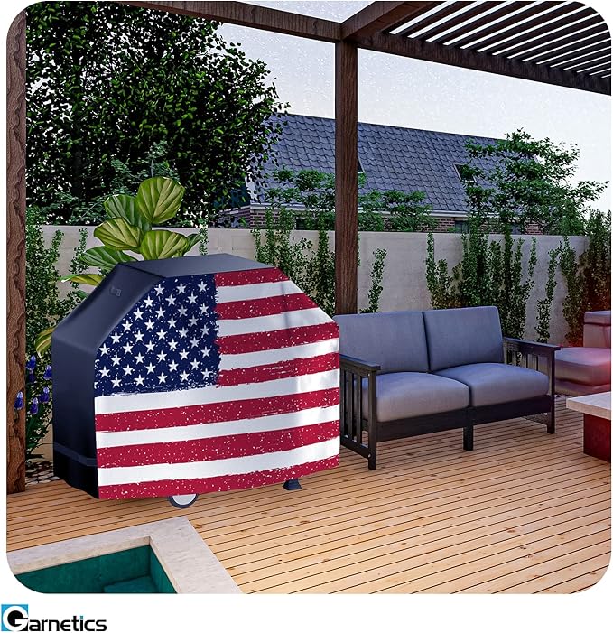 US Flag 72 Inch Waterproof BBQ Grill Cover - Small to Large Universal Heavy Duty