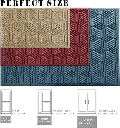 Yimobra Large Door Mat 36x24, All-Season Waterproof Outdoor Mats for Front Door Entrance with Drainage Holes, Heavy Duty Non-Slip Doormat for Garage Patio Entryway Indoor, Brown