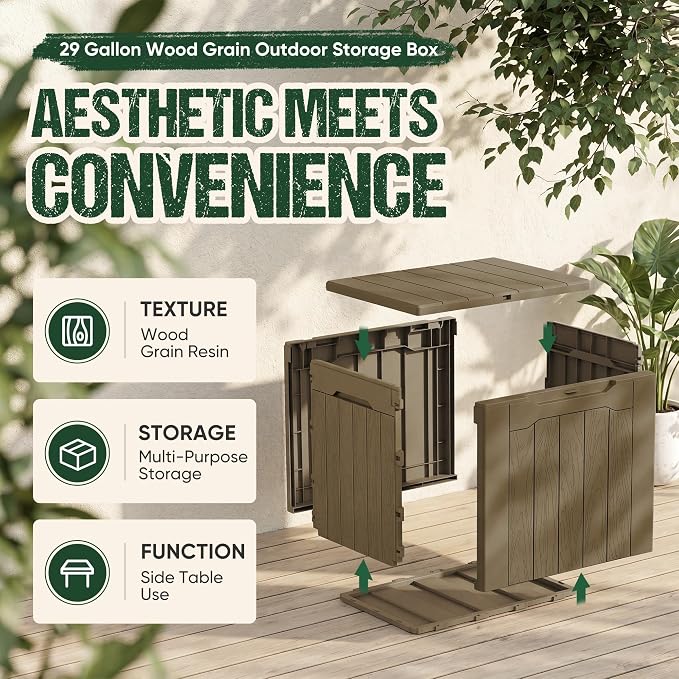 Devoko 29 Gallon Deck Box, Waterproof Resin Outdoor Storage Box | Lockable and - Image 7