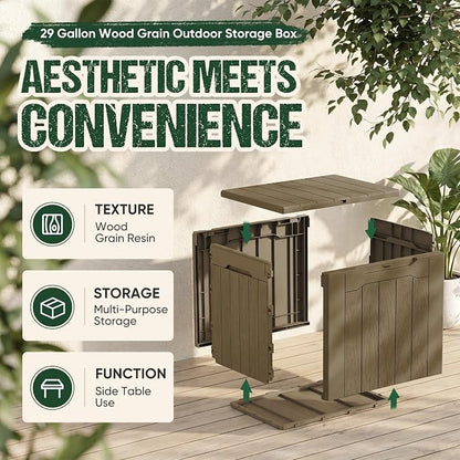 Devoko 29 Gallon Deck Box, Waterproof Resin Outdoor Storage Box | Lockable and - Image 7