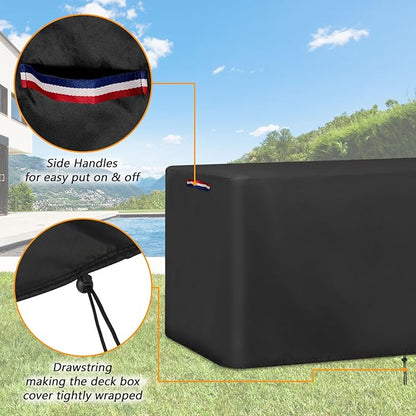 Outdoor Storage Deck Box Cover for Rubbermaid Cabinet, Waterproof Outdoor Storage Container Covers 134 Gal ,Heavy Duty Patio Storage Bench Cover for Patio Furniture,56"L x 28"D x 27"H
