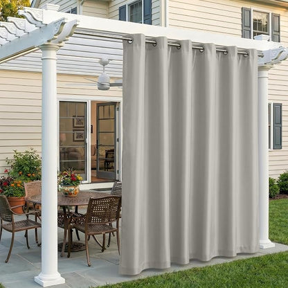 Set of 4 Outdoor Curtains for Patio Waterproof, Breathable Grommet Panels for by Sunshelf