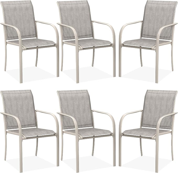 DIFY Patio Dining Chairs Set of 6, Stackable Outdoor Metal Chairs by DIFY