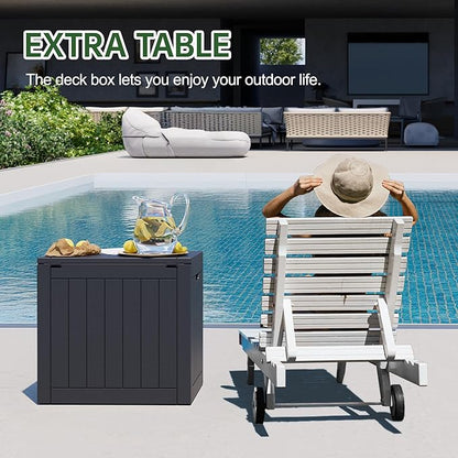 KAMABOKO Deck Box, 35 Gallon Resin Indoor and Outdoor Storage Boxes Waterproof for Garden Tools, Patio Accessories Storage Bench, Patio Furniture and Cushions with Lockable Lid, Black