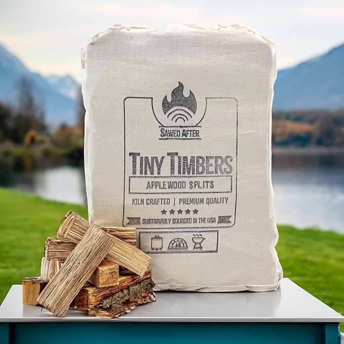 The Tiny Timbers USDA Grade Kiln Dried Hardwood for Table Top Fire Pit and Pizza Oven | Compatible with Solo Stove Mesa & Mesa XL | 5" Splits | USA Sourced | 15 lb. | 1000+ cu. in. | Apple Wood