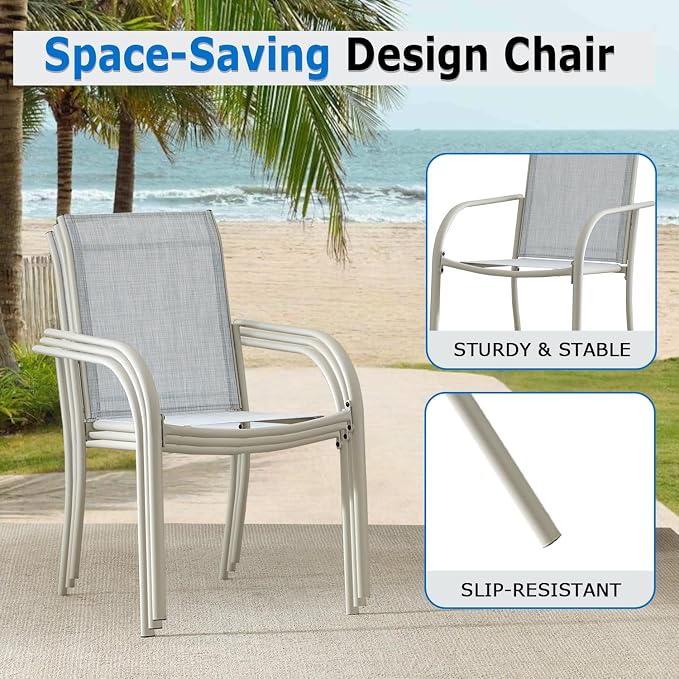 Outdoor Dining Chairs Set of 2, Stackable Patio Chairs - Image 3