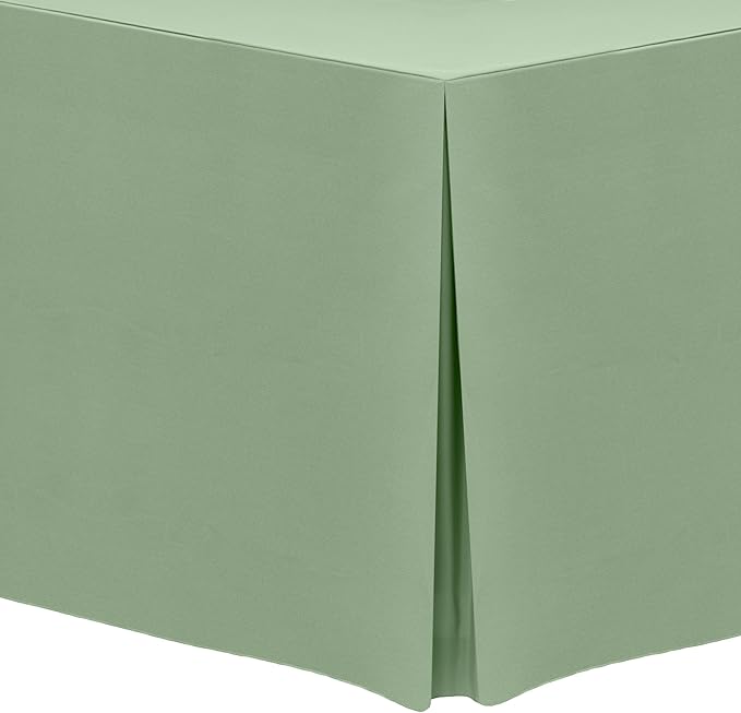 Ultimate Textile 5 ft. Fitted Polyester Tablecloth - Fits 30 x 60-Inch Banquet and Folding Rectangular Tables - 42" H, Sage Green