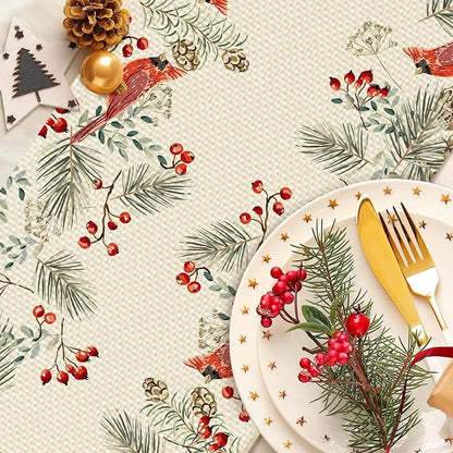 Christmas Bird Burlap Table Runner Seasonal Spring Fall Kitchen Dining Linen Table Decoration for Indoor Outdoor Home Party Dinner 13x72 Inch