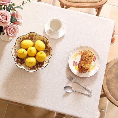 Linen Long Rectangle Tablecloth,French Vintage Pink Floral Pattern Wrinkle Free Table Cloth,Decor Table Cover for Kitchen,Dining,Tea Party,Thanksgiving,Christmas,63"*110"-Sloosa