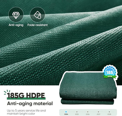 Quictent Sun Shade Sail for Patio w/Hardware Kit 185GSM 20x20ft Green | Square - Image 2