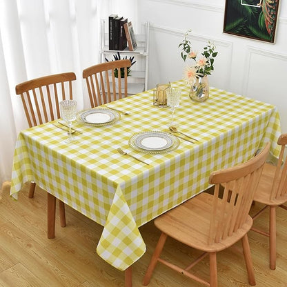Waterproof Checkered Tablecloth Fabric - Rectangle 58x84 Inch Classic Gingham Buffalo Plaid Table Cloth for Indoor/Outdoor Use - Washable Table Cover for Kitchen, BBQs, and Parties
