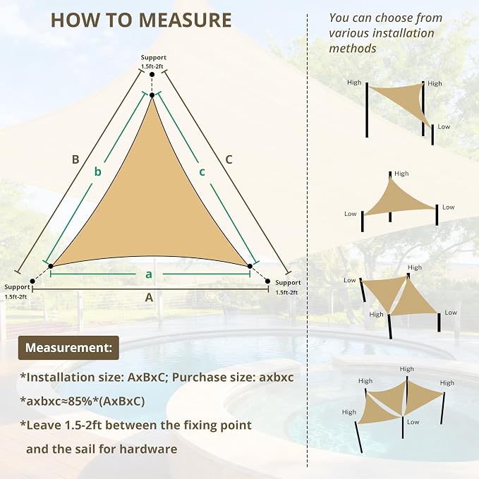 16' x 16' x 16' Triangle Sun Shade Sail - Image 4