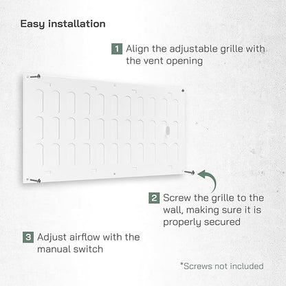 Vent Systems 16" x 8" Inch (Outer Dimensions) Metal Air Vent Grille - White Adjustable Register Vent Cover - Open/Close Air Supply Intake Wall Vent - Heating/Cooling Ceiling Grille for House, Garage