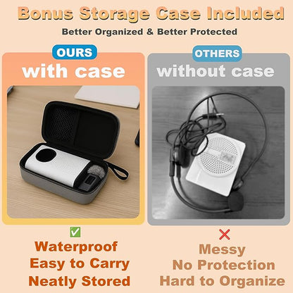 BSONE Voice Amplifier with Wireless Microphone & Wired Microphone Headset for Teachers – Portable Bluetooth Clip-On PA System with Lapel Mic and Speaker for Classroom,Tour Guide