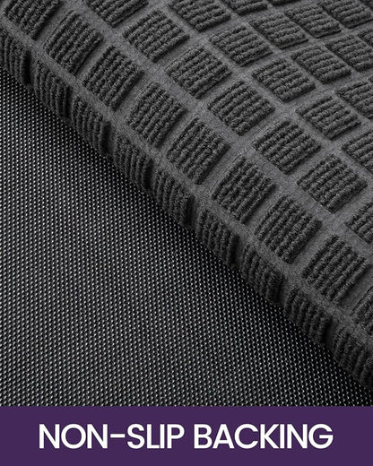 DEXI Front Door Mat Outside Entrance, 17x29 Rubber Entry Doormat Heavy Duty, Welcome Mats Non Slip for Inside House Floor Entryway Double Doors Exterior Patio, Checkered Grey