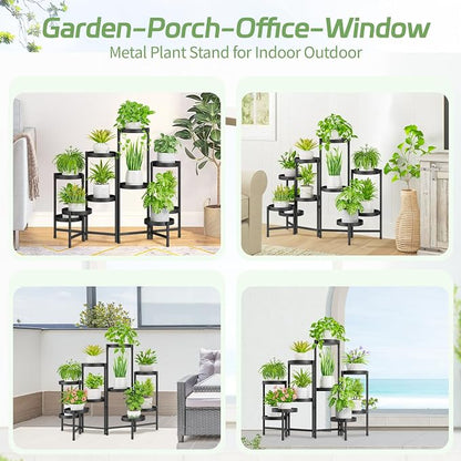 iDavosic.ly Plant Stand Indoor Outdoor, 10 Tier Metal Corner Shelf, Folding - Image 3