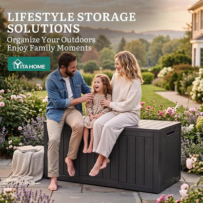 YITAHOME 100 Gallon Large Outdoor Deck Box | Waterproof Resin Storage Box - Image 6