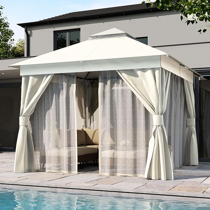 10'x10' Outdoor Gazebo, Metal Frame Heavy Duty Patio Canopy Tent Shelter - Image 3
