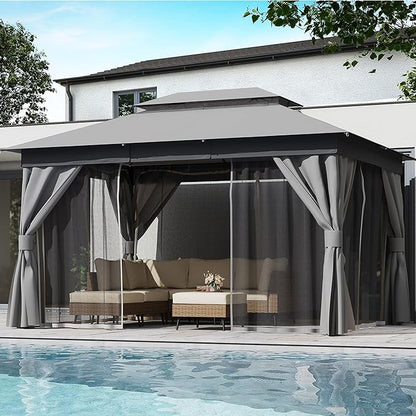 10'x13' Outdoor Gazebo, Heavy Duty Metal Frame Patio Canopy - Image 3
