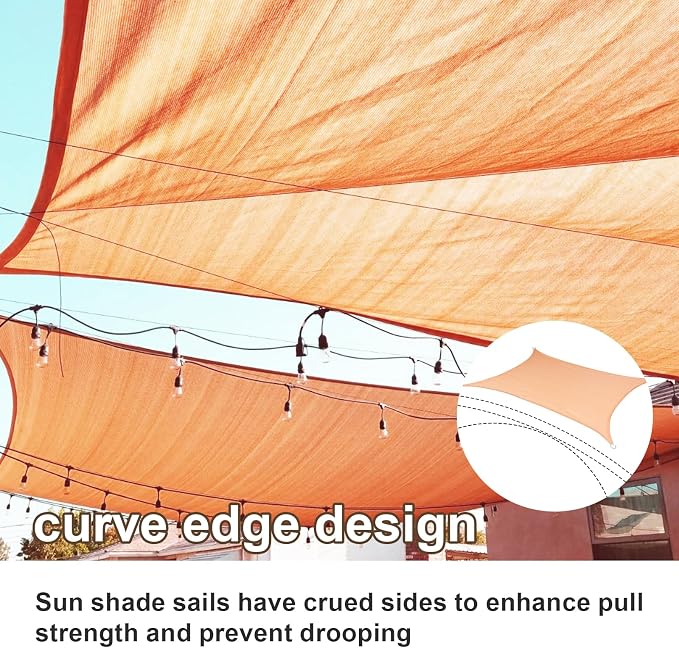 Sun Shade Sail 10'x15' Peach Fuzz Rectangle Custom Size | 95% UV Block - Image 2