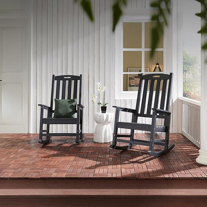 Outdoor Rocking Chairs Set of 2, Oversized Porch Rocker | Weather Resistant - Image 2