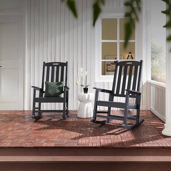Oversized Outdoor Rocking Chair, HDPE Porch Rocker | High Back Rocking Chairs - Image 5