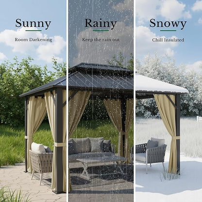 Outdoor Curtains Waterproof W52 x L84 Inch Cream Beige, 1 Panel | Thick Fabric - Image 5