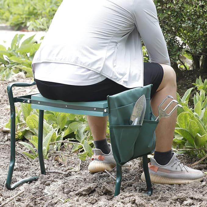 HomGarden Upgraded Folding Garden Kneeler Seat Bench Stool w/Thicken & Widen - Image 2