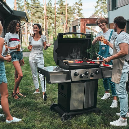 17" x 13" Universal Nonstick Griddle for Gas Grill, Carbon Steel Griddle Plate for BBQ Gas/Charcoal/Gas Stove, Flat Top Plate Grill with Removable Handles for Weber, Charbroil Grills