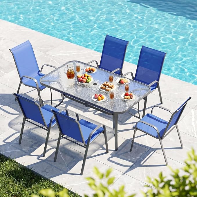MAMIZO Patio Dining Chairs, Stackable Textilene Chair Set of 6, - Image 9